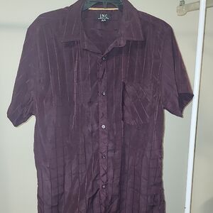 INC International Concepts Men's Dark Purple Button Down Shirt